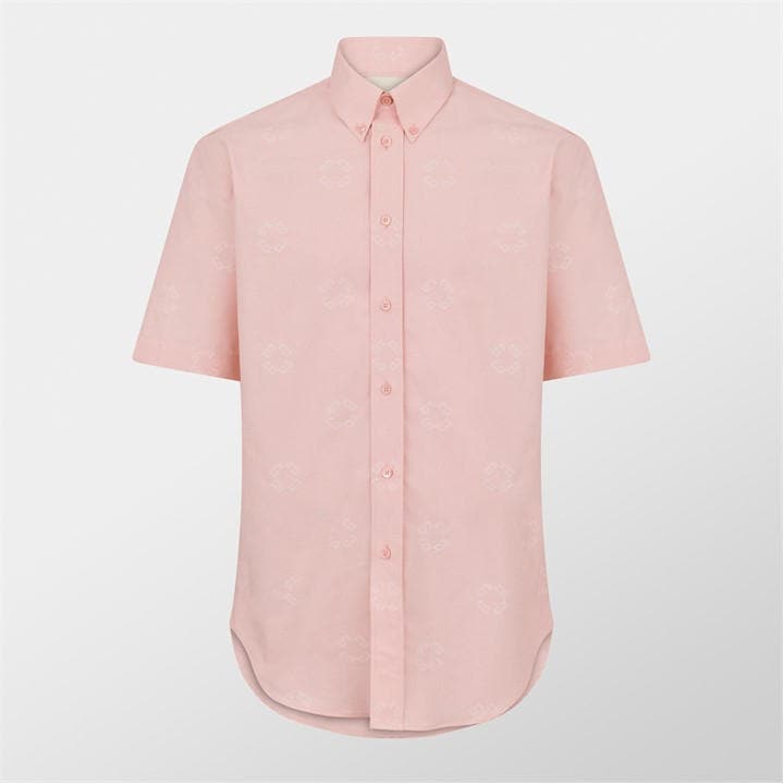 Givenchy Men's Pink Monogram Short Sleeve Plain Shirt - M