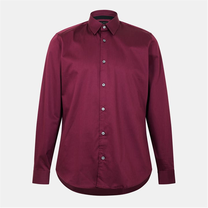 Ted Baker Men's Red Long-Sleeve Cotton Oxford Shirt