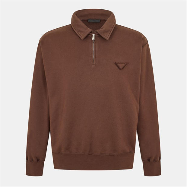 PRADA | Men's Quarter Zip Fleece | Men | Cacao | Flannels Fashion