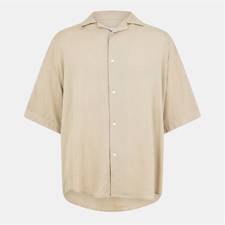 Ami Paris Men's Cream Short Sleeve Plain Shirt - M