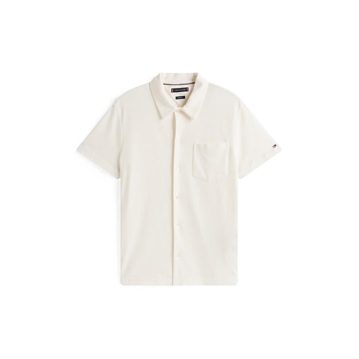 Tommy Hilfiger Men's Beige Short Sleeve Plain Shirt