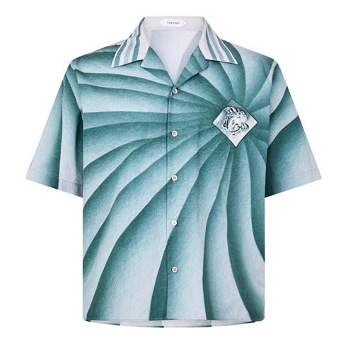 VERSACE - Men's Vortex Cotton Short-Sleeve Patterned Shirt