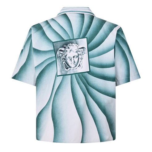 VERSACE - Men's Vortex Cotton Short-Sleeve Patterned Shirt