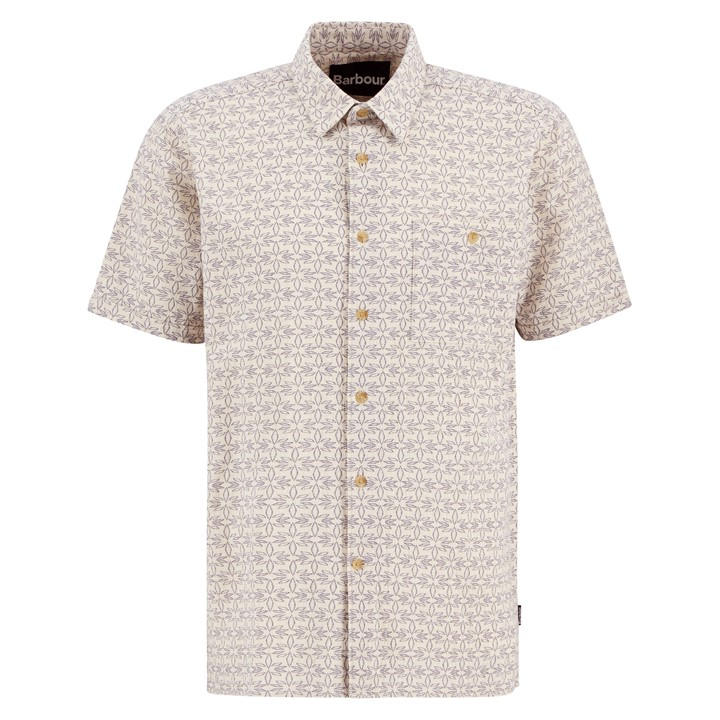 Barbour Men's Beige Patterned Short Sleeve Shirt