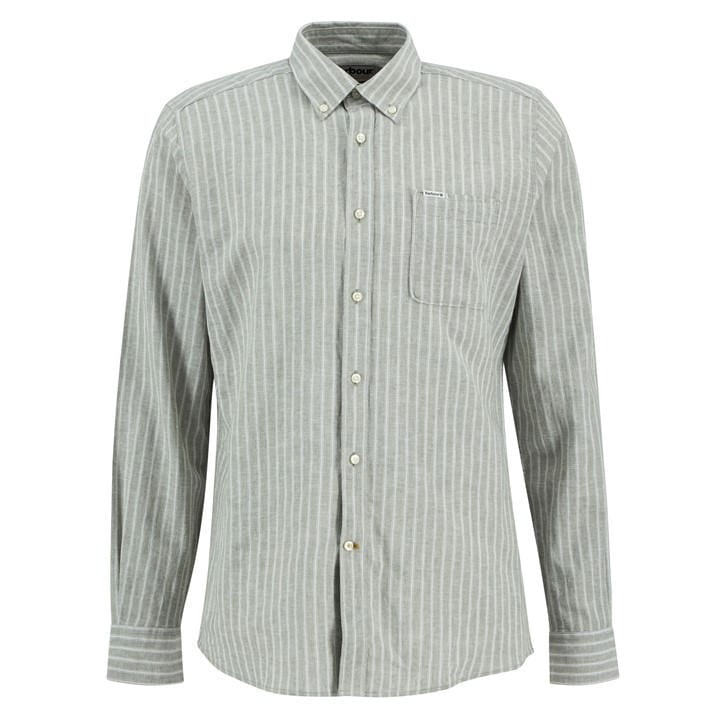 Barbour Men's Green Nelson Striped Long-Sleeved Tailored Shirt