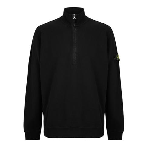STONE ISLAND - Men's Brushed Cotton 1/4 Zip Fleece Top