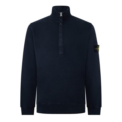 STONE ISLAND - Men's Brushed Cotton 1/4 Zip Fleece Top