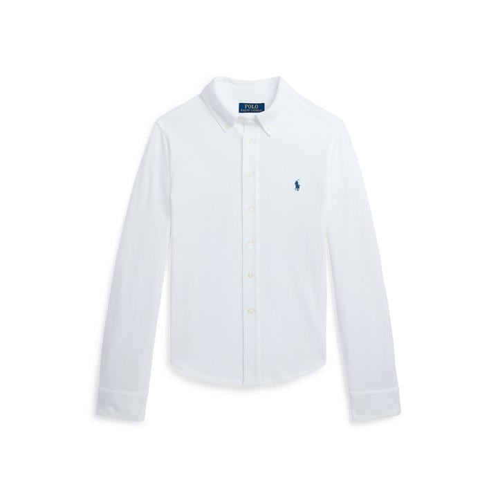 Polo Ralph Lauren Boys White Kids' Mesh Long Sleeve Plain Shirt