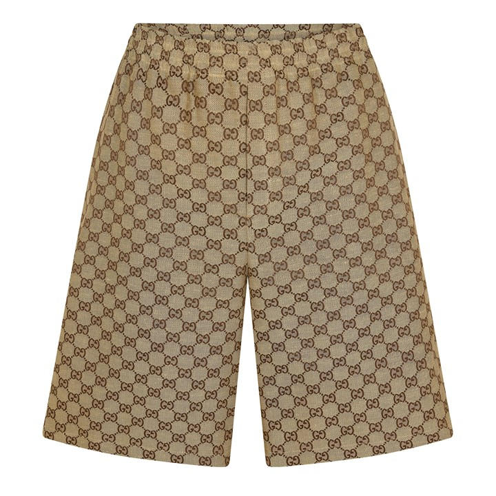 Gucci Men's Brown Gg Linen Tailored Shorts