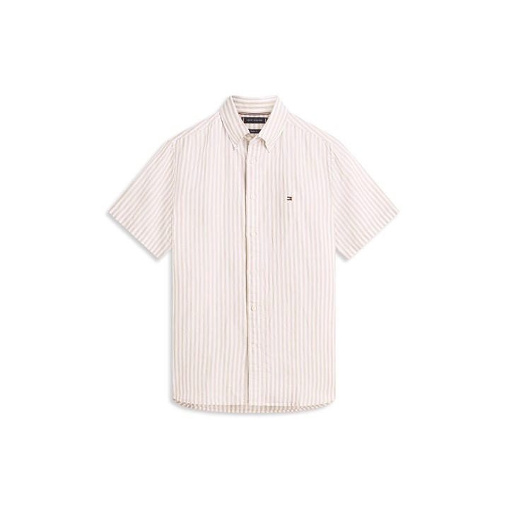 Tommy Hilfiger Men's Beige Tommy Linenstrp Shrt Sn62