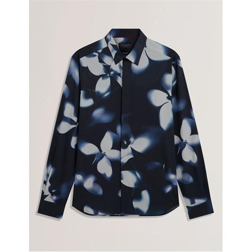 Chemise Manches Longues Ted Baker London - Taille 4 - Imprimé Marron/noir - Occasion Très Bon état
