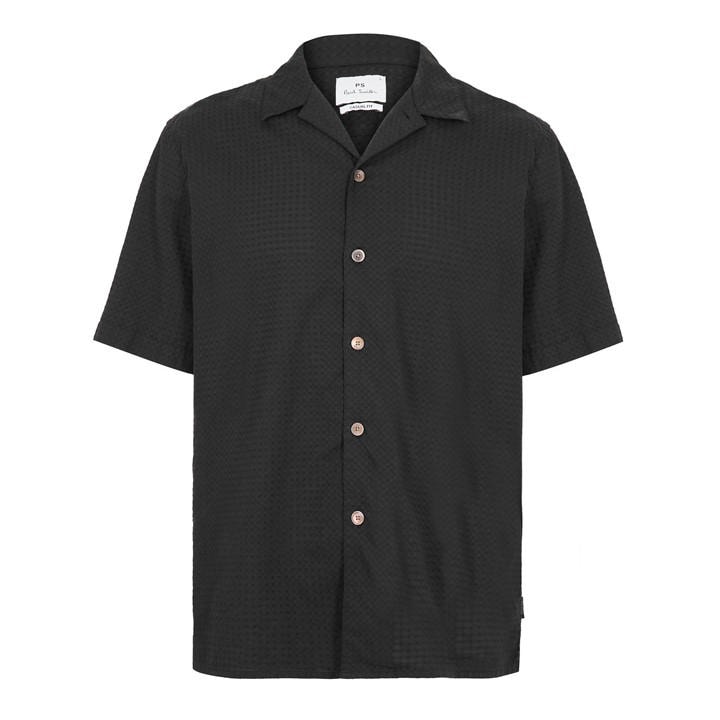 Ps Paul Smith Men's Black Ps Seersuckr Shirt Sn62