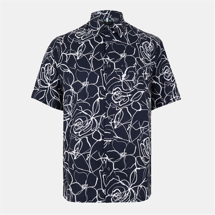Ted Baker Men’s Short-Sleeve Patterned Shirt – Blue