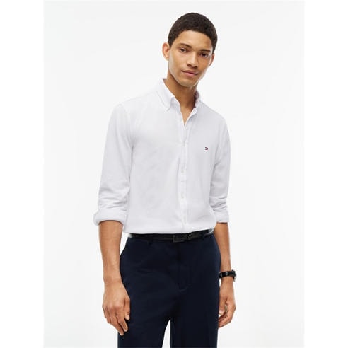 Tommy Hilfiger - Men's Cotton Knitted Long-Sleeve Slim-Fit Shirt