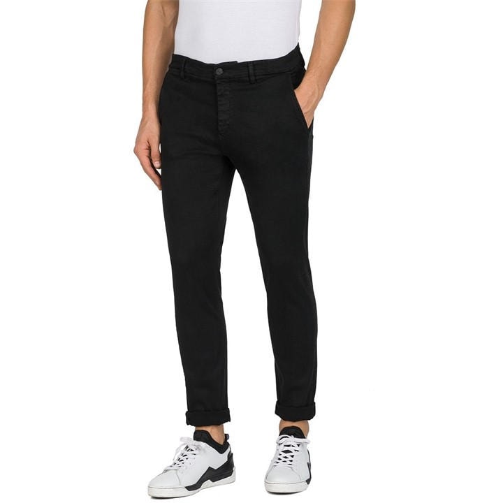 Replay Men's Black Hyperflex Zeumar Slim Chinos Size 34 R