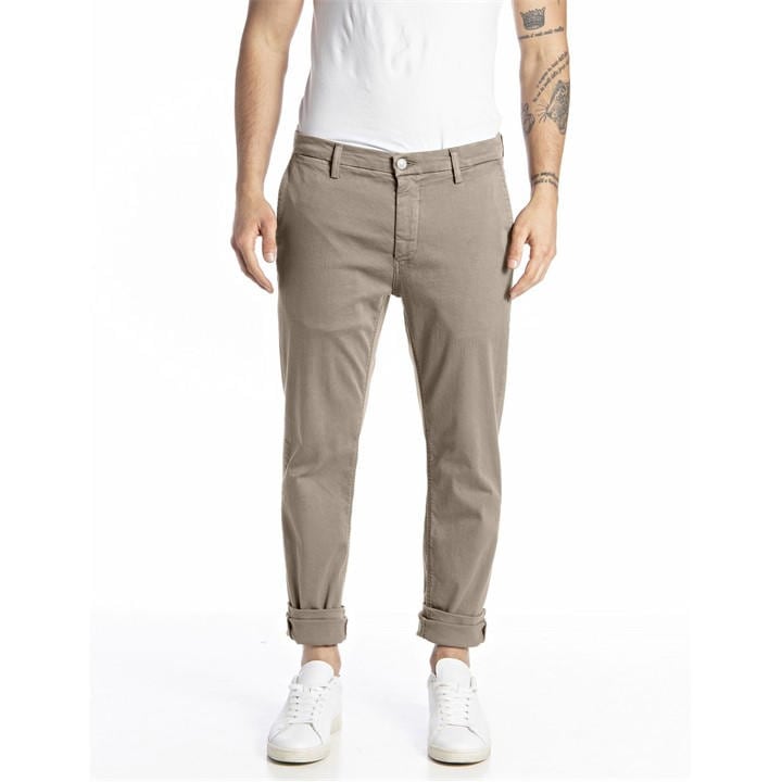 Replay Men's Beige Hyperflex Zeumar Slim Chinos Large