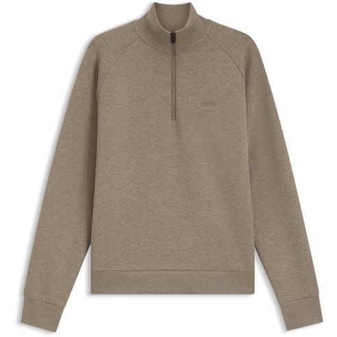 Boss - Men's Green Quarter-Zip Cotton Fleece Top