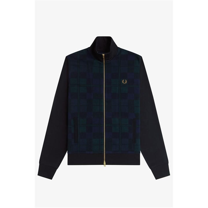 Fred Perry Men's Black Fred Tartan Tracktop Sn61
