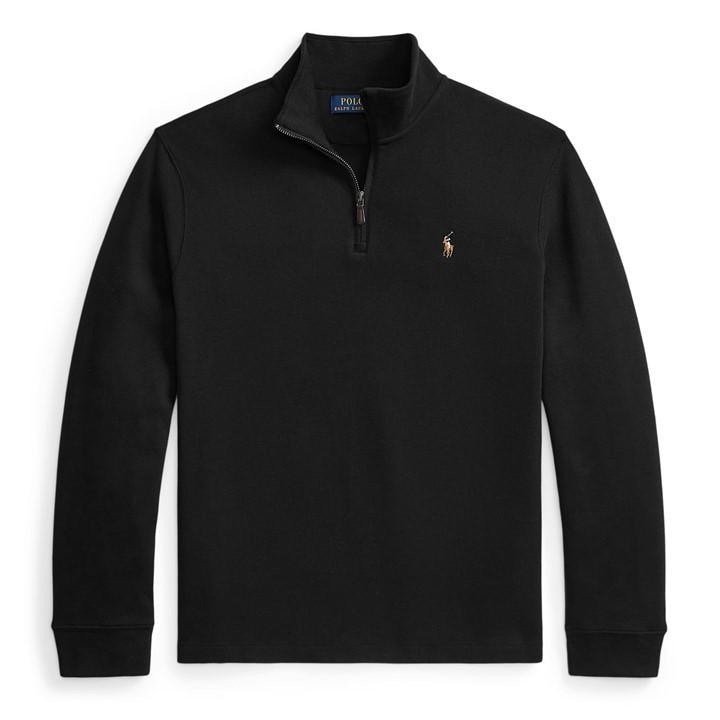 Polo Ralph Lauren Men's Black Estate Fleece Quarter Zip Sweater - XL