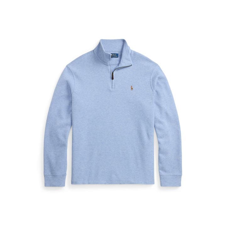 Polo Ralph Lauren Men's Blue Estate Fleece Quarter Zip Sweater - XL