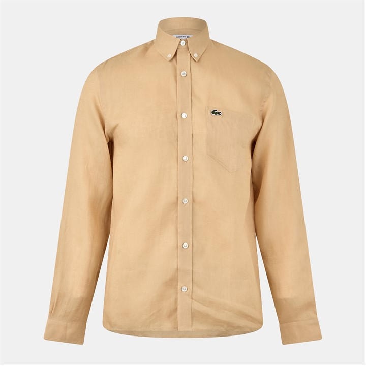 Lacoste Men's Beige Long-Sleeve Plain Shirt - S