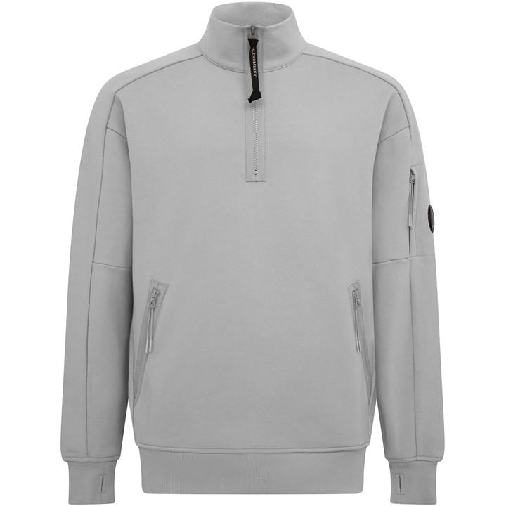 Cp Company Men's Grey Lens Arm Quarter Zip Sweatshirt Large