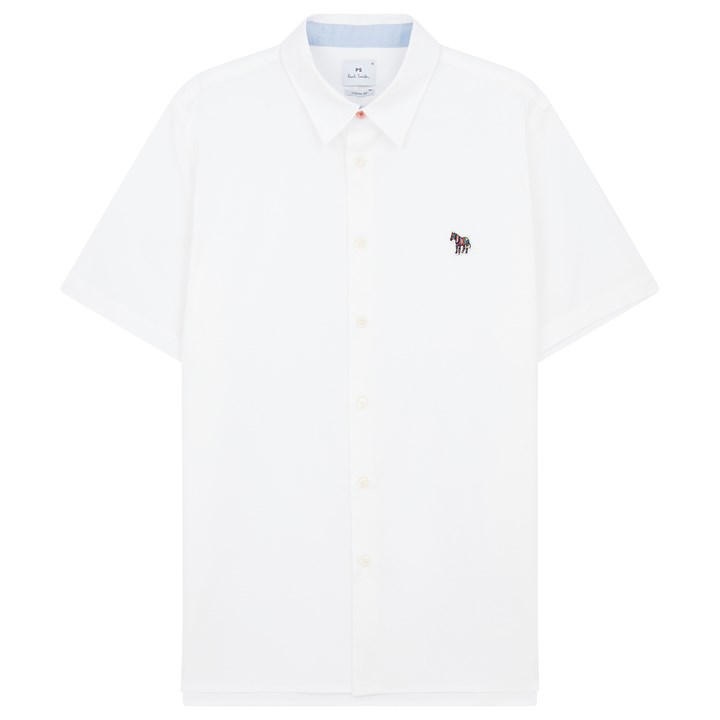 Ps Paul Smith Men's White Short Sleeve Zebra Shirt Extra Large