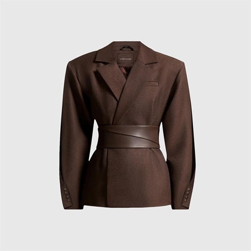 MANIERE DE VOIR - Womens Twist Sleeve Belted Blazer