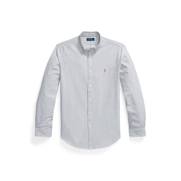 Polo Ralph Lauren Men's Grey Slim Fit Striped Oxford Shirt - XL