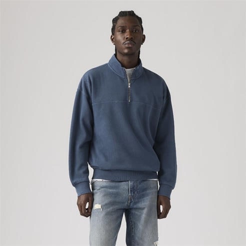 Levis - Men's Marina Cotton 1/4-Zip Oversized Fit Fleece Top