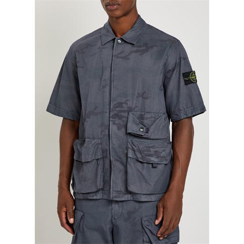 Stone Island - Men's Cotton Camo Print Short-Sleeve Shirt