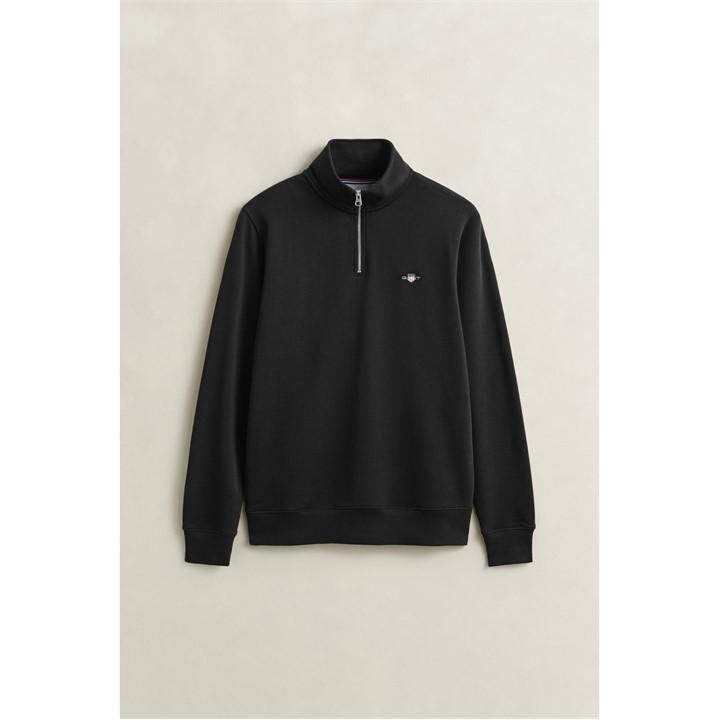 Gant Men's Black Shield Half-Zip Sweatshirt Large