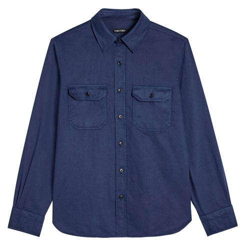 Tom Ford - Men's Military Cotton-Linen Long-Sleeve Shirt