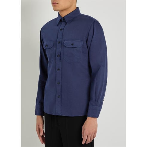 Tom Ford - Men's Military Cotton-Linen Long-Sleeve Shirt