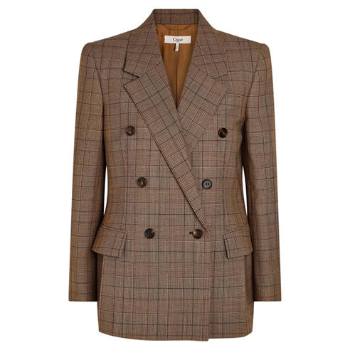 Chloe - Women's Checked Wool Double-Breasted Blazer