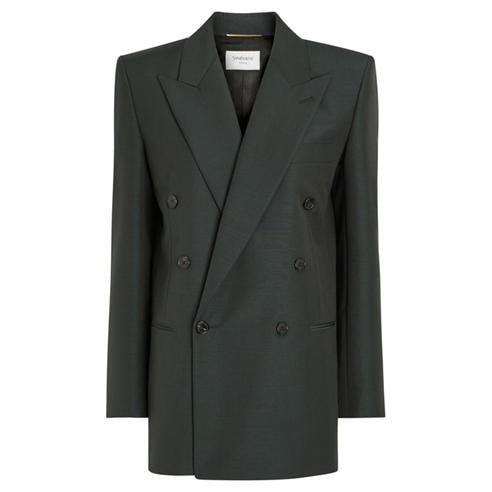 Saint Laurent - Women's Wool Double-Breasted Oversized-Fit Blazer