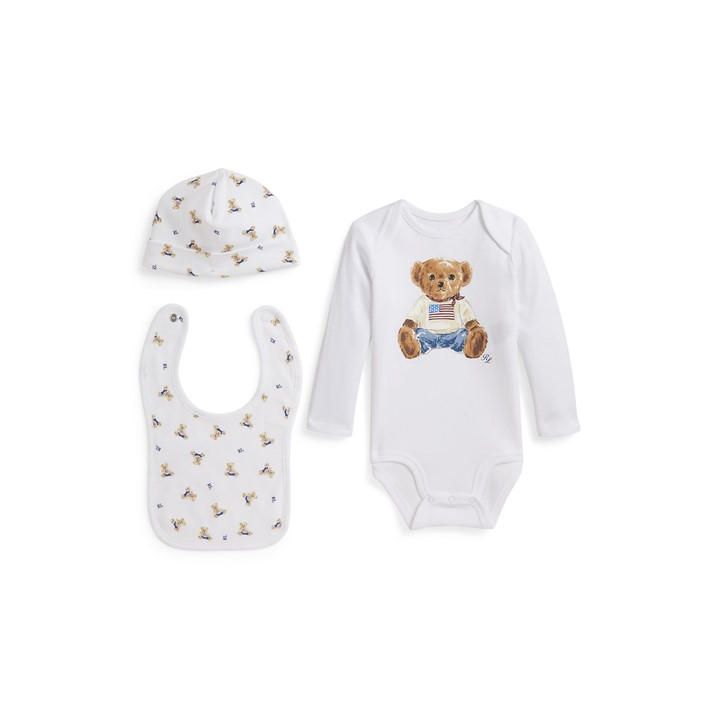 Polo Ralph Lauren  Kids White Kids' Bear Clothing Set - 0 - 6 Months