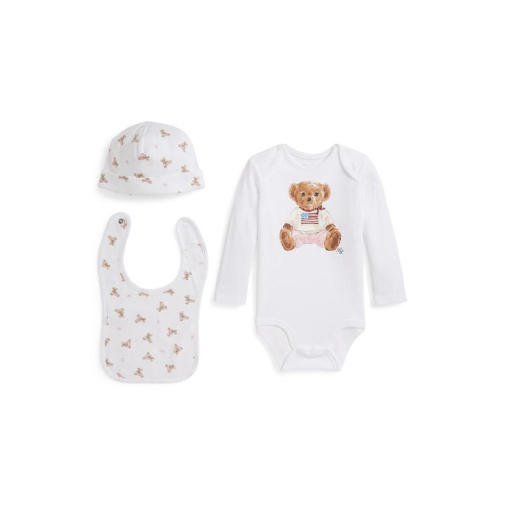 Polo Ralph Lauren  Kids White Kids' Bear Clothing Set - 0 - 6 Months