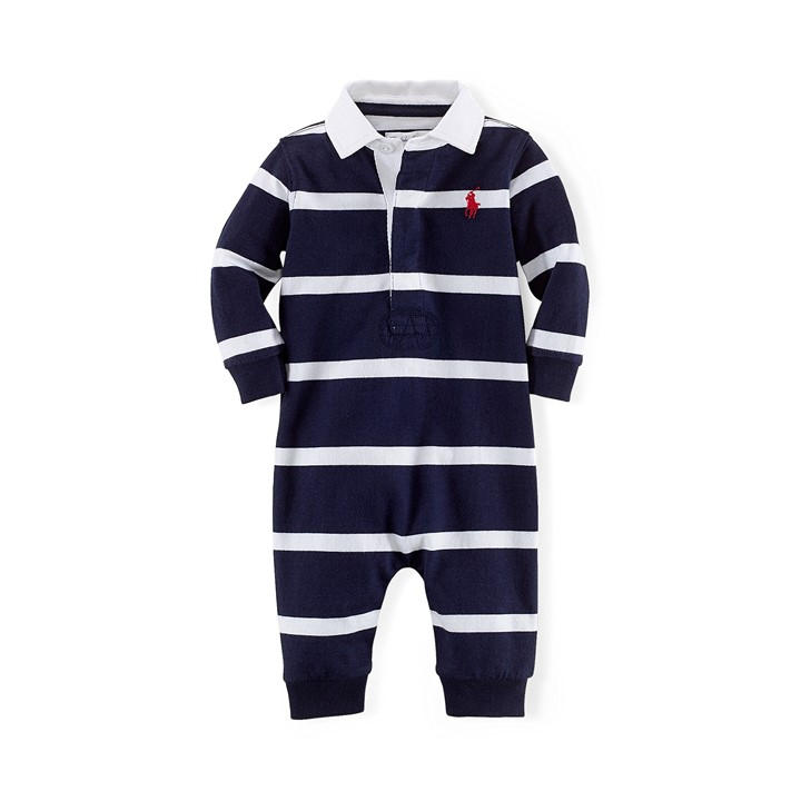 Polo Ralph Lauren Boys Blue Kids' Rugby Onesie - 0 - 3 Months