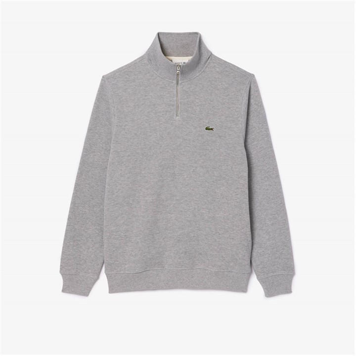Lacoste Men's Grey Quarter-Zip Fleece Top - XS
