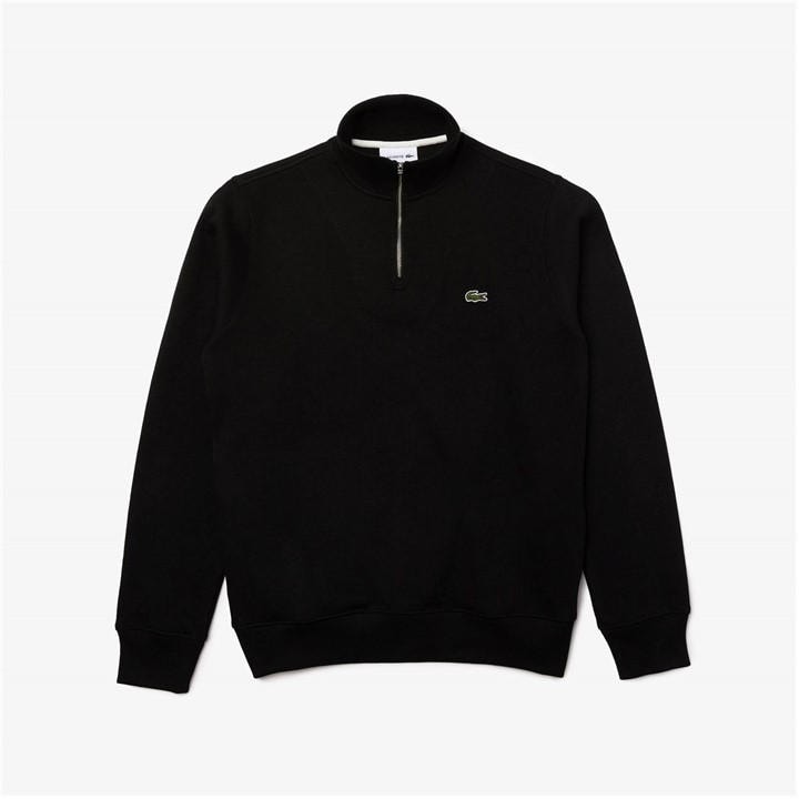 Lacoste Men's Black Quarter-Zip Fleece Top - XS