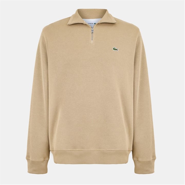 Lacoste Men's Beige Quarter-Zip Fleece Top - XL