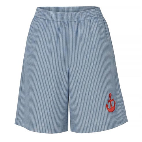 STELLA NOVA - Stella Nova Striped Anchor Embroidered Shorts - Blue Stripes