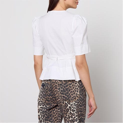 GANNI - Women's Tie Strap Short Sleeve Blouse