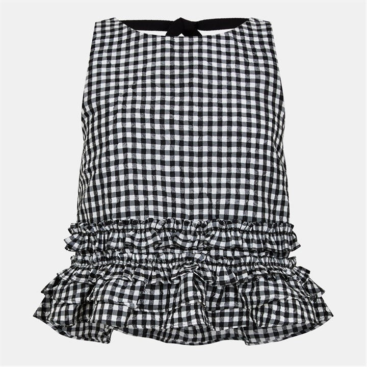 Ganni Women's Black Taffeta Short-Sleeve Blouse