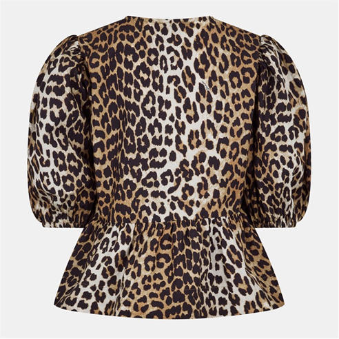 GANNI - Women's Peplum Short Sleeve Blouse