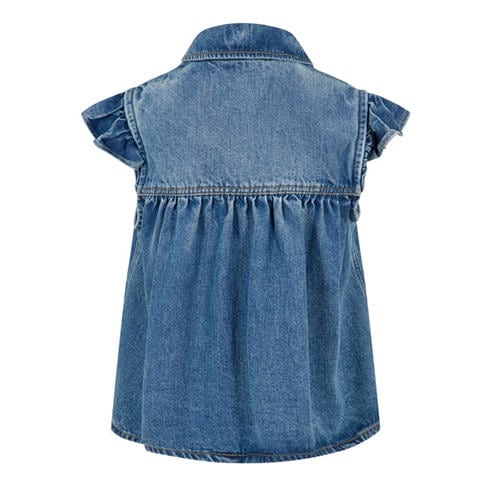 GANNI - Women's Denim Top Short Sleeve Blouse