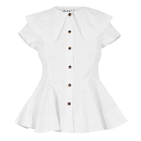 GANNI - Women's Peter Pan Short Sleeve Blouse