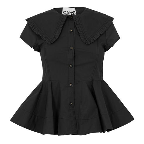 GANNI - Women's Peter Pan Short Sleeve Blouse