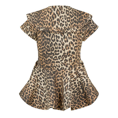 GANNI - Women's Printed Peter Pan Short Sleeve Blouse